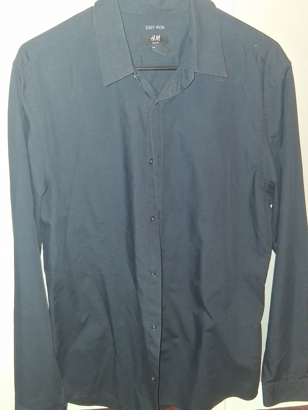 H&M Men's Navy Blue Easy-Iron Dress Shirt